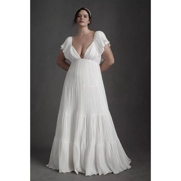 BHLDN Valerie Gown Flutter Sleeve Size 10 and 12 - Picture 4 of 8